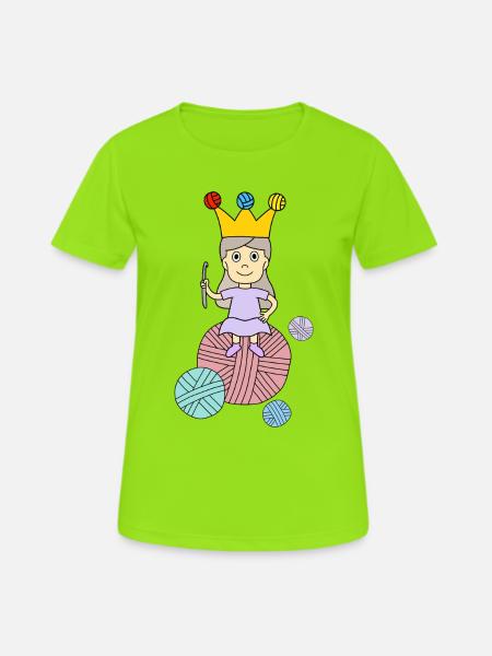 Petite reine du tricot avec sa pelote de laine - T-shirt respirant Femme - vert néon