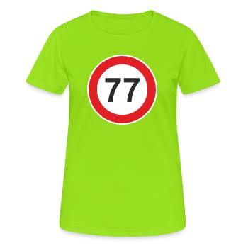 77. Surprise du cadeau de soixante-dix-sept ans - T-shirt respirant Femme - vert néon - Devant - AI Model Female 172 dark (172cm)