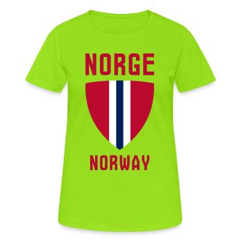 Norge – Norwegen - Frauen T-Shirt atmungsaktiv - Neongrün - Vorne - AI Model Female 172 dark (172cm)