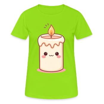 Kawaii Kerze mit freundlichem Gesicht - Frauen T-Shirt atmungsaktiv - Neongrün - Vorne - AI Model Female 172 dark (172cm)