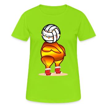 POULET RÔTI DE VOLLEY-BALL DE NOËL - T-shirt respirant Femme - vert néon - Devant - AI Model Female 172 dark (172cm)