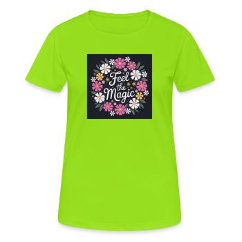 Feel the Magic Flower Wreath - Women's Breathable T-Shirt - neon green - Front - AI Model Female 172 dark (172cm)