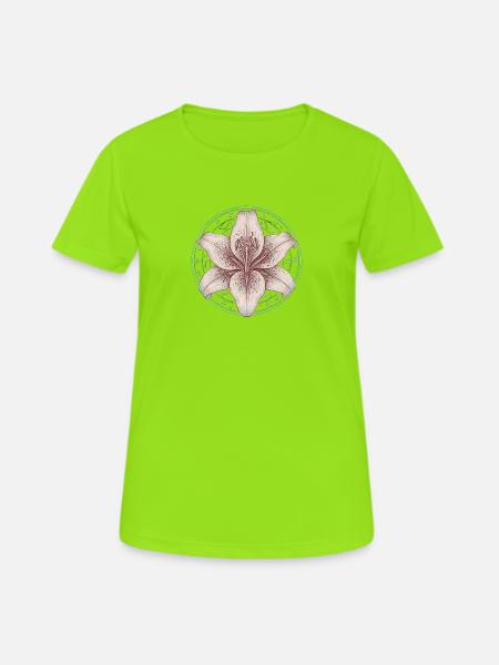 Lily dans le cercle de dessin de l’alchimie - T-shirt respirant Femme - vert néon