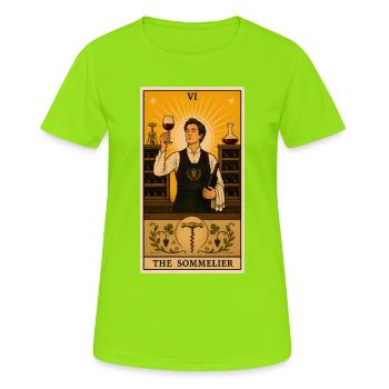 Sommelier | Tarot dégustation de vin - T-shirt respirant Femme - vert néon - Devant - AI Model Female 172 dark (172cm)