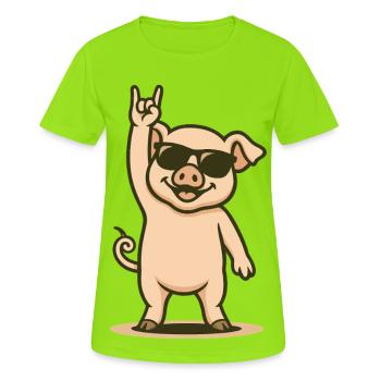 Jupe de cochon avec style - T-shirt respirant Femme - vert néon - Devant - AI Model Female 172 dark (172cm)