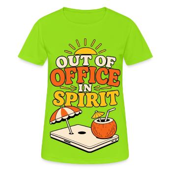 Out of Office in Spirit – Vacation Mode - Women's Breathable T-Shirt - neon green - Front - AI Model Female 172 dark (172cm)
