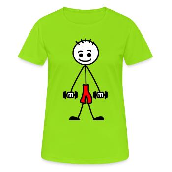 Gewichtheber Gewichte Bodybuilding - Frauen T-Shirt atmungsaktiv - Neongrün - Vorne - AI Model Female 172 dark (172cm)