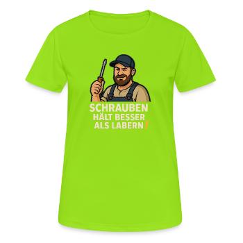Le vissage tient mieux que le babillage - T-shirt respirant Femme - vert néon - Devant - AI Model Female 172 dark (172cm)