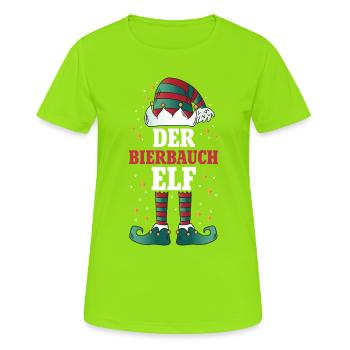 Weihnachten Der Bierbauch Elf - Frauen T-Shirt atmungsaktiv - Neongrün - Vorne - AI Model Female 172 dark (172cm)