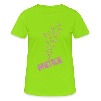 Geschenk für Meike - Frauen T-Shirt atmungsaktiv - Neongrün - Vorne - AI Model Female 172 dark (172cm)
