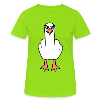 Mouette majeur insulte doigt puant vilain - T-shirt respirant Femme - vert néon - Devant - AI Model Female 172 dark (172cm)