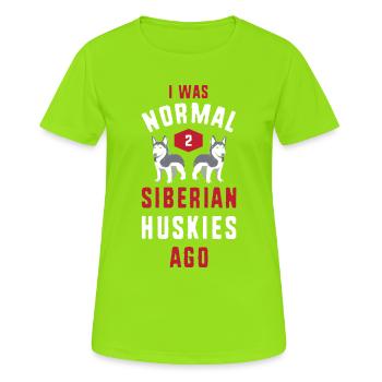 Husky sibérien - T-shirt respirant Femme - vert néon - Devant - AI Model Female 172 dark (172cm)