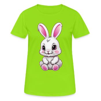 Häschen - Frauen T-Shirt atmungsaktiv - Neongrün - Vorne - AI Model Female 172 dark (172cm)