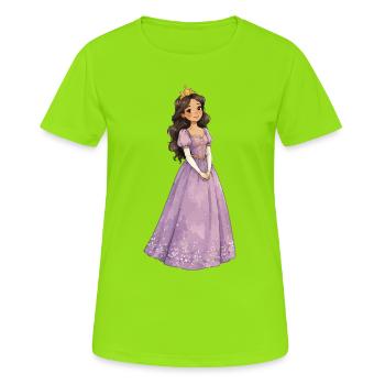 Lila Prinzessin mit Krone - Frauen T-Shirt atmungsaktiv - Neongrün - Vorne - AI Model Female 172 dark (172cm)