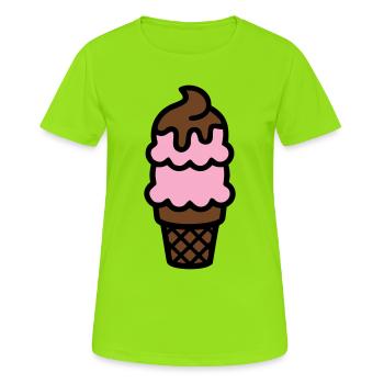 Icône de glace cornet de glace - T-shirt respirant Femme - vert néon - Devant - AI Model Female 172 dark (172cm)