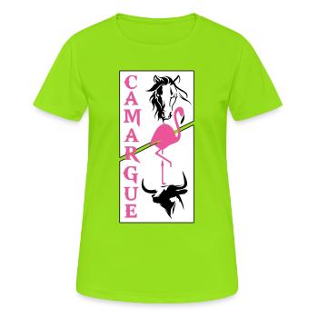 Camargue - Frauen T-Shirt atmungsaktiv - Neongrün - Vorne - AI Model Female 172 dark (172cm)