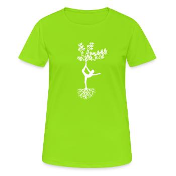 Yoga - T-shirt respirant Femme - vert néon - Devant - AI Model Female 172 dark (172cm)