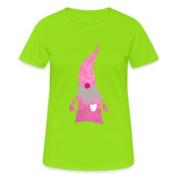 Wichtel Flausch Weihnachten Zwerg Herz Bart Mütze - Frauen T-Shirt atmungsaktiv - Neongrün - Vorne - AI Model Female 172 dark (172cm)