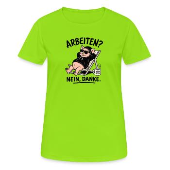 Entspanntes Schwein im Hoodie - Frauen T-Shirt atmungsaktiv - Neongrün - Vorne - AI Model Female 172 dark (172cm)
