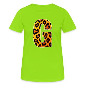 Imprimé léopard C-Letter - T-shirt respirant Femme - vert néon - Devant - AI Model Female 172 dark (172cm)