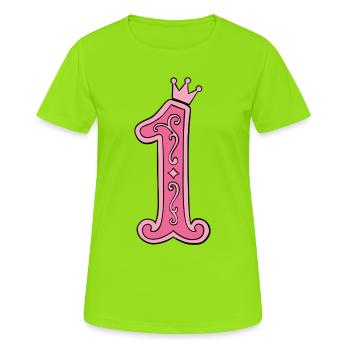 Pinkes Kronen-1 Design - Frauen T-Shirt atmungsaktiv - Neongrün - Vorne - AI Model Female 172 dark (172cm)