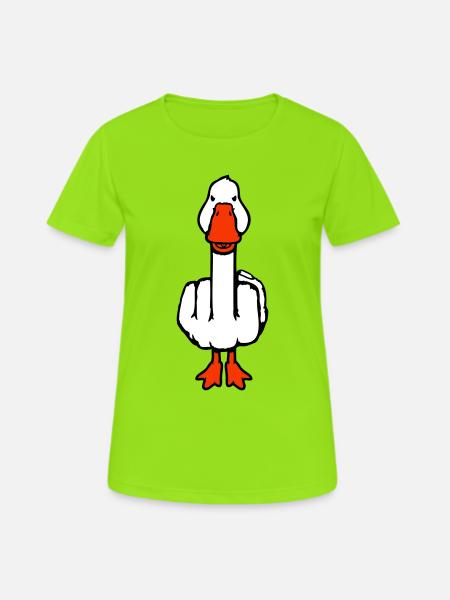 Gans Mittelfinger Rebell Sarkastisch Beleidigung - Frauen T-Shirt atmungsaktiv - Neongrün