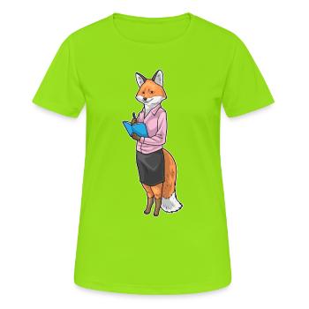 Fox Secretary Notebook Office - Women's Breathable T-Shirt - neon green - Front - AI Model Female 172 dark (172cm)