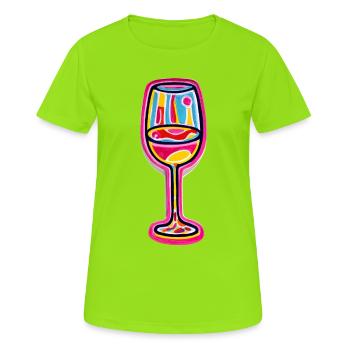 Sektglas Bunt Sekt Wein - Frauen T-Shirt atmungsaktiv - Neongrün - Vorne - AI Model Female 172 dark (172cm)