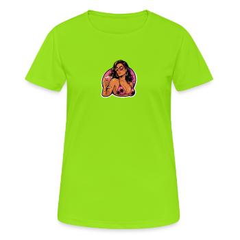 Sunset Palm and Cocktail - Women's Breathable T-Shirt - neon green - Front - AI Model Female 172 dark (172cm)