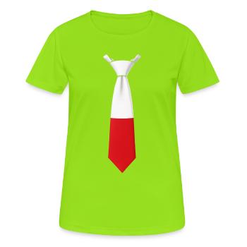 Cravate Pologne – Conception du drapeau - T-shirt respirant Femme - vert néon - Devant - AI Model Female 172 dark (172cm)