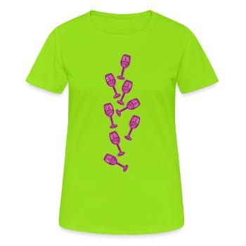 Weinglas Sektglas Symbol Wein - Frauen T-Shirt atmungsaktiv - Neongrün - Vorne - AI Model Female 172 dark (172cm)