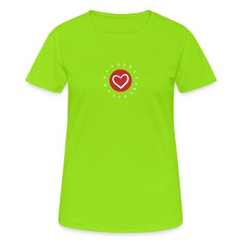splash bunt farbe muster aufdruck comic style herz - Frauen T-Shirt atmungsaktiv - Neongrün - Vorne - AI Model Female 172 dark (172cm)