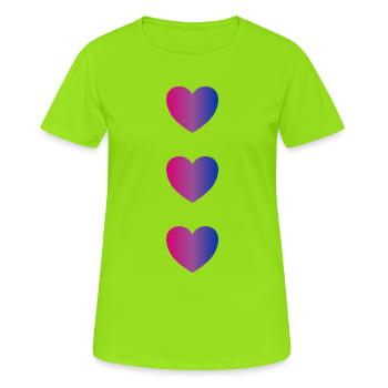 Bi Flag hearts - Women's Breathable T-Shirt - neon green - Front - AI Model Female 172 dark (172cm)