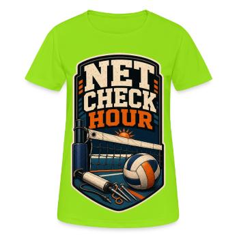 HEURE DE CONTRÔLE NET - T-shirt respirant Femme - vert néon - Devant - AI Model Female 172 dark (172cm)