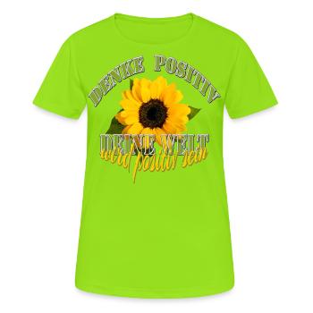 positive THOUGHTS Sunflower - Women's Breathable T-Shirt - neon green - Front - AI Model Female 172 dark (172cm)
