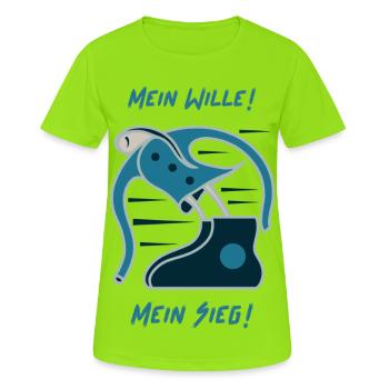 Mein Wille! Mein Sieg! - Frauen T-Shirt atmungsaktiv - Neongrün - Vorne - AI Model Female 172 dark (172cm)
