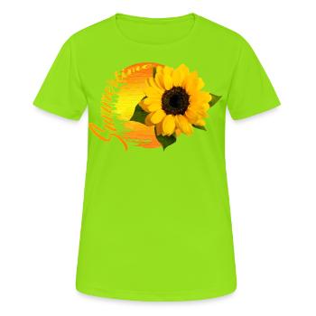 summertime Sonnenblume - Frauen T-Shirt atmungsaktiv - Neongrün - Vorne - AI Model Female 172 dark (172cm)