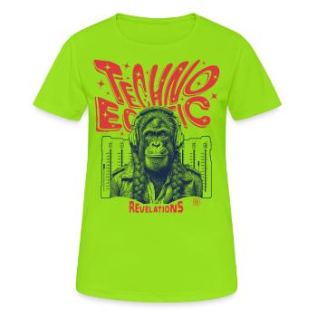La chemise primate : des étincelles techno pour les fêtards - T-shirt respirant Femme - vert néon - Devant - AI Model Female 172 dark (172cm)