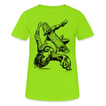 Skate Fall Shirt – Fall and Stand Up - Women's Breathable T-Shirt - neon green - Front - AI Model Female 172 dark (172cm)