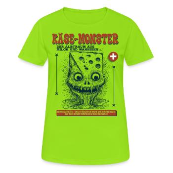 Mutantenkäse Shirt: Der Schrecken hat Löcher - Frauen T-Shirt atmungsaktiv - Neongrün - Vorne - AI Model Female 172 dark (172cm)