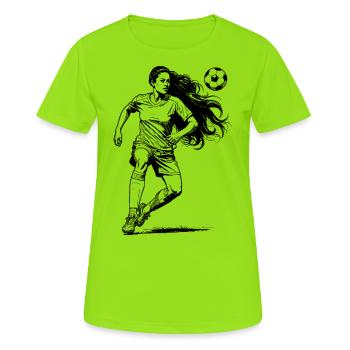 Torschuss! Fußball-Shirt für Freizeitspielerinnen! - Frauen T-Shirt atmungsaktiv - Neongrün - Vorne - AI Model Female 172 dark (172cm)