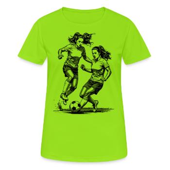 Frauenmannschaft-Style! T-Shirt im Frauenfußball. - Frauen T-Shirt atmungsaktiv - Neongrün - Vorne - AI Model Female 172 dark (172cm)