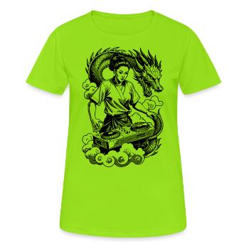 Magic Shirt: Dragon and Heroine at the Open-Air - Women's Breathable T-Shirt - neon green - Front - AI Model Female 172 dark (172cm)