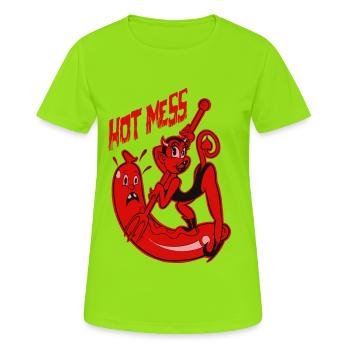 Hot Mess Cartoon Pinup - T-shirt respirant Femme - vert néon - Devant - AI Model Female 172 dark (172cm)