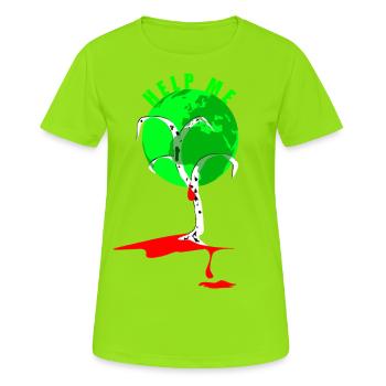 help me - Baum Erde - Frauen T-Shirt atmungsaktiv - Neongrün - Vorne - AI Model Female 172 dark (172cm)