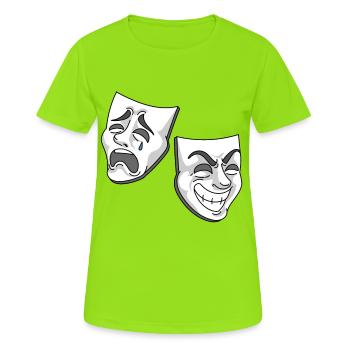 Theater comedy tragedy masks design - Women's Breathable T-Shirt - neon green - Front - AI Model Female 172 dark (172cm)