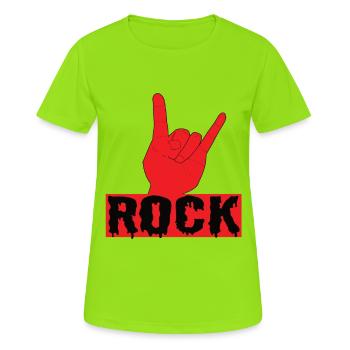 Rock Pommesgabel Rock Musik Heavy Metal Musik - Frauen T-Shirt atmungsaktiv - Neongrün - Vorne - AI Model Female 172 dark (172cm)
