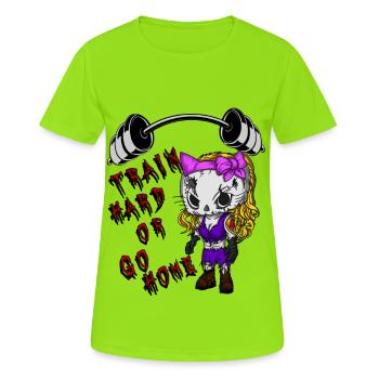 Train hard…. - Frauen T-Shirt atmungsaktiv - Neongrün - Vorne - AI Model Female 172 dark (172cm)