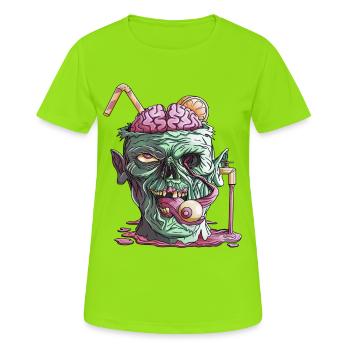 Gesichtsmaske Maske Zombie Geschenk - Frauen T-Shirt atmungsaktiv - Neongrün - Vorne - AI Model Female 172 dark (172cm)