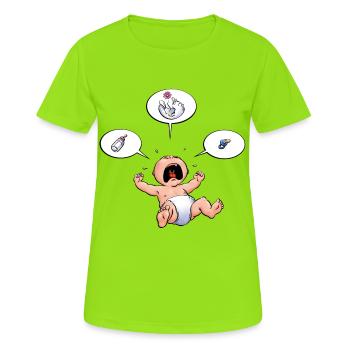 CD - Baby Kreisch Flasche Windel Schnuller Essen - - Frauen T-Shirt atmungsaktiv - Neongrün - Vorne - AI Model Female 172 dark (172cm)
